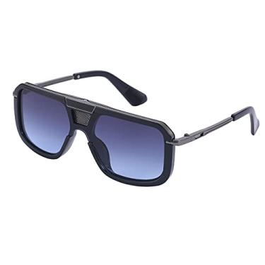 Imagem de Óculos de sol masculinos retrô moda preto claro óculos tendência oco leopardo azul óculos de sol masculinos femininos, c03 arma cinza azul, china