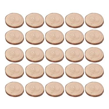 Imagem de 25 PeçAs Fatias de Madeira, Fatias de Madeira RúSticas Redondas de Madeira Inacabadas para Artesanato de Pintura DIY Enfeites de Natal (S)