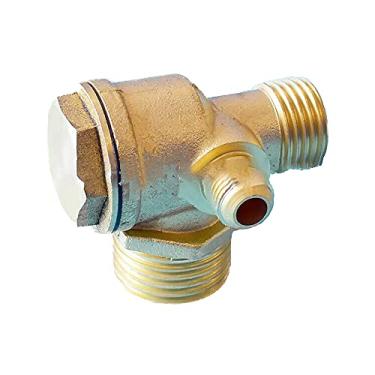 Imagem de Compressor de ar válvula de verificação SENRISE válvula de retenção de latão 3 vias válvula conector de tubo, HA2230B, Gold Tone, Male 1/2"*3/8"*1/8"