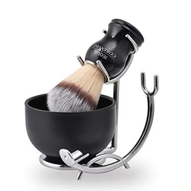 Imagem de Kit de barbear de luxo para homens, conjunto de barbear 3 em 1 inclui escova de barbear, tigela de barbear, navalha e suporte de escova