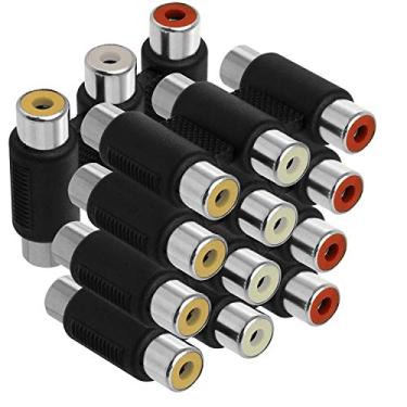 Imagem de Acoplador RCA AYECEHI Pacote com 5 conectores de vídeo de áudio fêmea para fêmea 3 conectores RCA para adaptador de 3 conectores RCA - Branco/Vermelho/Amarelo