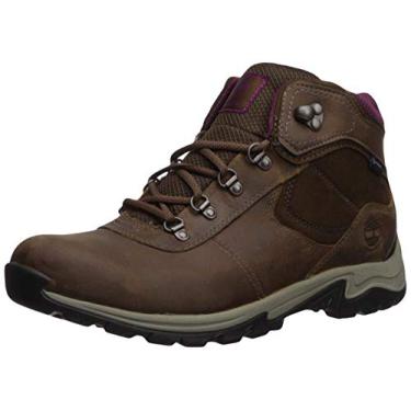 Imagem de Timberland Bota feminina Mt Maddsen de couro impermeável para caminhada, Marrom médio de flor integral, 6.5