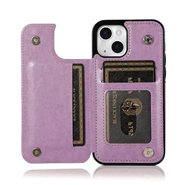 Imagem de Estojo de couro carteira dupla fivela para iPhone 14 Pro Max 13 Pro Max 12 Pro Max 11 Pro Max SE 2022 XS Max 8 7 6 6S Plus 5S, Roxo, Para iPhone 5 5S SE