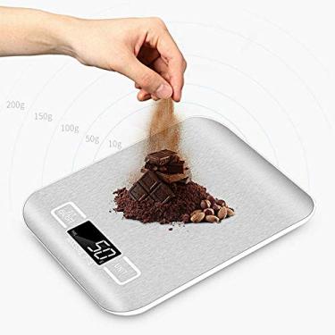 Imagem de balança de cozinha balança de cozinha digital - balança fina, balança de bolso, balança de cozinha eletrônica, balança de alimentos com display LCD profissional com iluminação