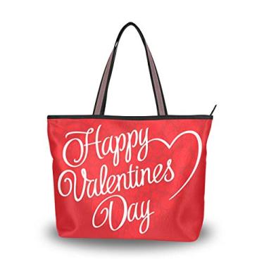 Imagem de Bolsa com alça superior para o dia dos namorados com letras em vermelho bolsa de ombro para mulheres, Multicolorido., Large