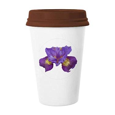 Imagem de Caneca de flor roxa de orquídea xícara de cerâmica de vidro bebendo café