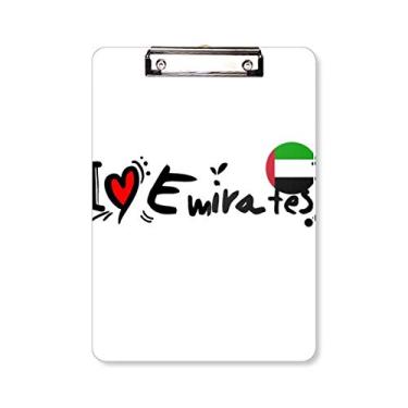 Imagem de I Love Emirates Bandeira de Palavra Amor Ilustração Coração Prancheta Pasta Bloco de Escrita Placa de Apoio A4