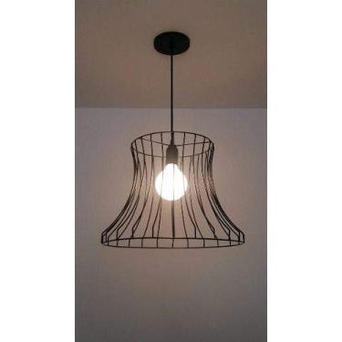 Imagem de Lustre Pendente Aramado Retro 30/40x25 cm, Vivare Iluminação, Pendente4140 PR, Preto, Médio