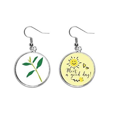 Imagem de Brinco de flor de sol com folhas verdes escuras