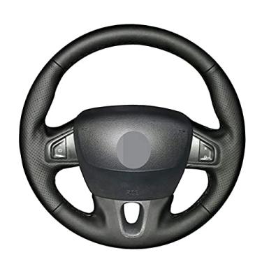 Imagem de Capa de volante de carro confortável antiderrapante costurada à mão preta, apto para Renault Megane 2009 a 2014 Fluence Fluence ZE 2009 a 2016