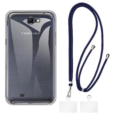 Imagem de Shantime Capa para Samsung Galaxy Note 2 N7100 + cordões universais para celular, pescoço/alça macia de silicone TPU capa protetora para Galaxy Note 2 N7100 (5,5 polegadas)