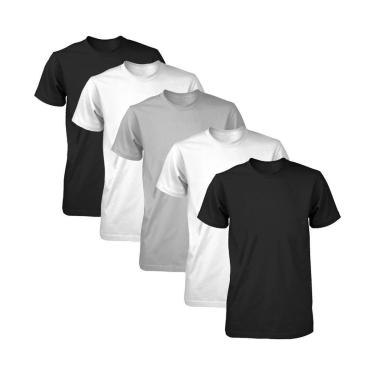 Imagem de KIT 5 CAMISETAS BÁSICAS ESPORTIVAS FITNESS MASCULINA (Preta, Branca e Cinza)-Masculino