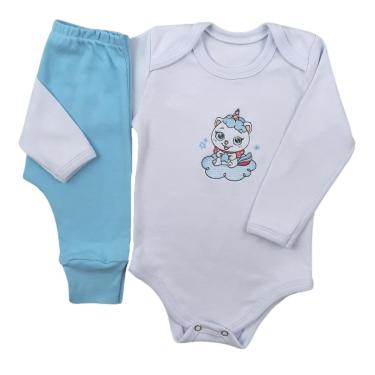 Imagem de Conjunto Body Manga Longa Bordado Gatinha 4 e Calça Suedine Mijão Culote - Roupa Bebê-Masculino