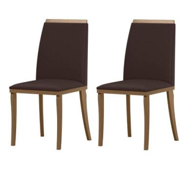 Imagem de Kit 2 Cadeiras De Jantar Napoli Veludo Amêndoa Marrom Bnn Decor - New