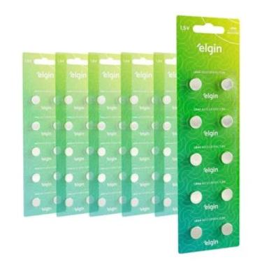 Imagem de 50 Baterias Alcalina Lr44 Elgin Botão - 5 Cartelas C/ 10 Uni