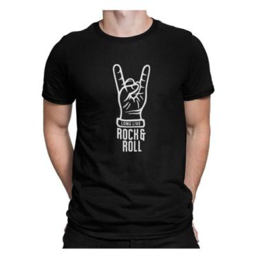 Imagem de Camiseta Camisa Rock N Roll Long Live Masculina Preto - Liga Fashion