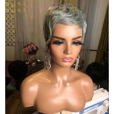 Imagem de Moda cinza peruca curta fof preto feminino cabelo curto peruca pixie fof feminino cortes encaracolados perucas pixie em camadas peruca fof feminino cabelo curto sintético fof cosplay diário/872