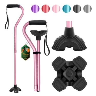 Imagem de BeneCane Bengala ajustável com alça acolchoada macia e deslocada para homens e mulheres, leve, confortável, base de estabilidade extra, auxílio de mobilidade para homens, mulheres e idosos (rosa)