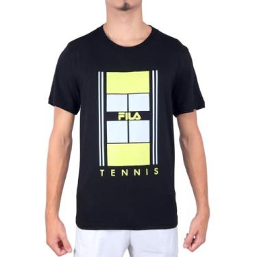 Imagem de Camiseta Fila Tennis Graphics Preta Cinza e Limão-g