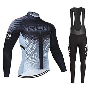 Imagem de Camisa de ciclismo de inverno de equipe térmica de lã para corrida de bicicleta Mountian roupas masculinas leves manga longa Bib calças, cinza, PP (160 cm/53 kg)