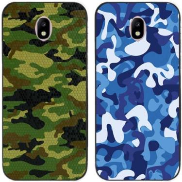 Imagem de 2 peças camuflagem impressa TPU gel silicone capa de telefone traseira para Samsung Galaxy todas as séries (Galaxy J7 Pro 2017 J730)