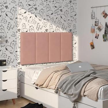 Imagem de Cabeceira Rosê Cama Box Suspensa Solteiro Painel 0.90 cm Estofada Suede Quarto Decoração