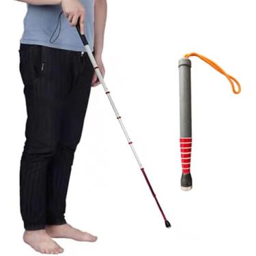 Imagem de Bengala telescópica de mobilidade para cegos - Bengala de liga de titânio com filme reflexivo - Bastão antiderrapante para cegos e deficientes visuais, 129,5 cm/51 pol.