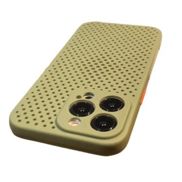 Imagem de Capa de telefone com resfriamento de dissipação de calor para iPhone 15 14 13 12 11 Pro Xs Max XR X Plus Capa macia de cor de contraste de malha respirável, verde, para iPhone X ou Xs