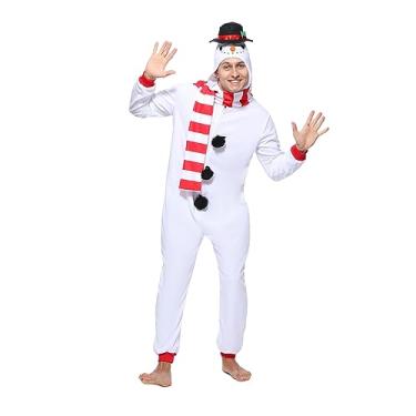 Imagem de Wizland Pijama de Papai Noel adulto macacão de Natal masculino e feminino, fantasia de Papai Noel adulto P