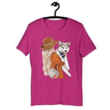 Imagem de Camiseta Blusa Feminina Garota Love Dog Husky-Feminino