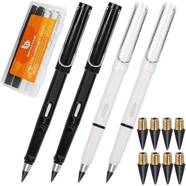 Imagem de Infinity Forever Pencil – Conjunto de lápis sem tinta de metal eterno infinito de 0,7 mm com borracha, sem necessidade de afiar, substitui a caneta mecânica para esboço, desenho e escrita (com 8 peças