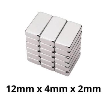 Imagem de Kit 1000 Imã Neodímio Bloco Magnético N35 12x 4x2 mm Super Forte Poten