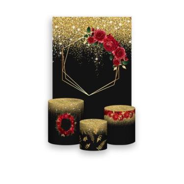Imagem de Painel De Festa Vertical 1,50 x 2,20 + Trio De Capas Cilindro - Geomét