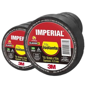 Imagem de Kit 10 Fita Isolante Imperial 18mm X 10m 3m