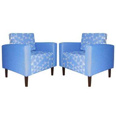Imagem de Kit 02 Poltronas Estampadas Leícia Slim Azul  Estampas Exclusivas  Ds 