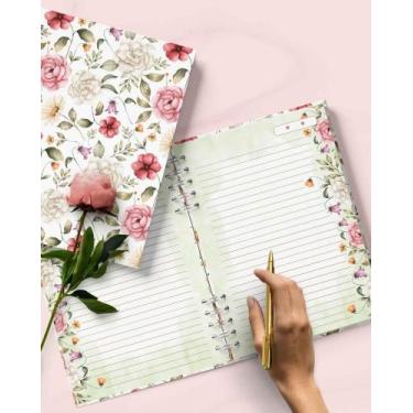 Imagem de Caderno Personalizado FLORAL 60 Folhas 15,5x21,5 Cm - Mel'art Papelari