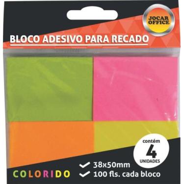 Imagem de Bloco de recado adesivo Jocar Neon 38X50 100FLS. - Leonora
