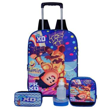 Imagem de Kit Mochila Infantil Escolar Menino PK XD Rodinha Silicone - JM crianc