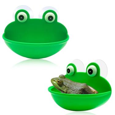 Imagem de OWMOSYX Habitat de sapo com ventosa, 2 peças de acessórios fofos para aquário de peixes, suporte de prato de sapo, decoração de sapo, terrário, decoração para sapo de árvore, sapo, girino, plástico,