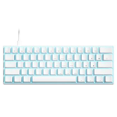 Imagem de OUTEMU USB Teclado Mecanico de 61 Teclas com Fio Retroiluminado por LED Suporta Hot Swap Interruptor Azul/Interruptor Vermelho/513(Branco,Interruptor Vermelho)