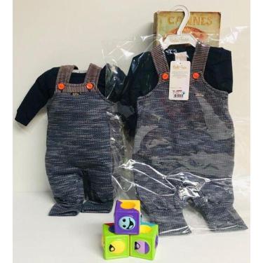 Imagem de Conjunto Macacão Jardineira + Body Bebê Menino Bela Fase 332, Azul, Ma