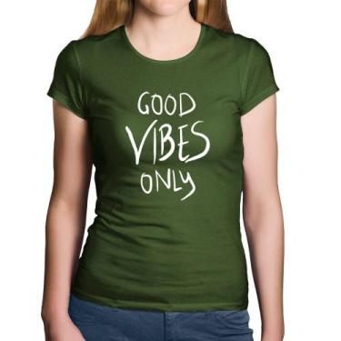 Imagem de Baby Look Algodão Good Vibes Only - Foca na Moda, Musgo, M