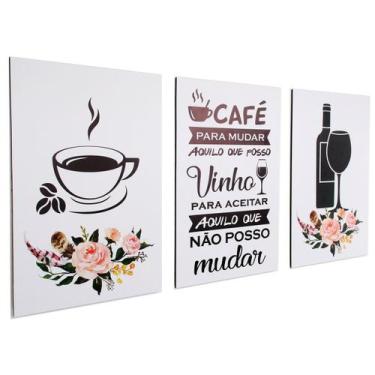 Imagem de Quadros Decorativos Cozinha Café e Vinho Branco Copa Sala Àrea Gourmet