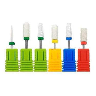 Imagem de Kit 6 Broca Cerâmica Profissional Unha Gel Acrígel Porcelana - oem