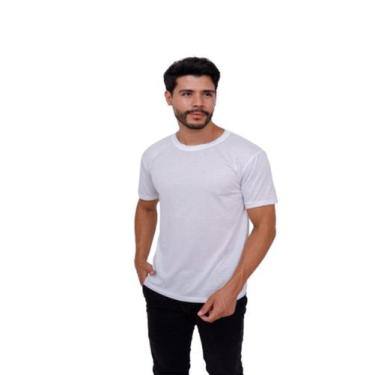 Imagem de Camiseta Lisa Básica Masculina 100% Poliéster Branca - Rcv Store, M, B