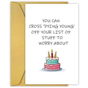 Imagem de PIUST Cartão de aniversário engraçado para amigos, cartão de aniversário bem-humorado para homens e mulheres, cartões de aniversário de velhice para envelhecer, morrer jovem fora de sua lista de