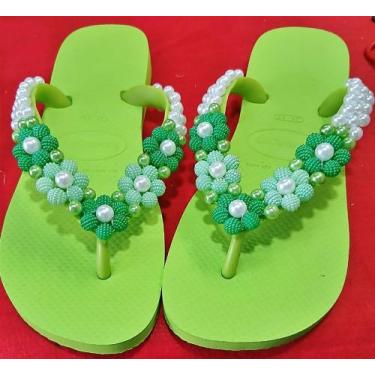 Imagem de Chinelo Bordado Havaianas Adulto Verde, 41-42