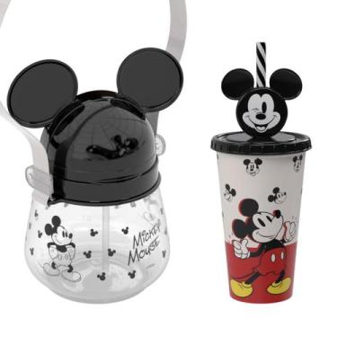 Imagem de Kit Garrafa c Orelha e Copo Mickey Infantil Volta às Aulas - Plasutil