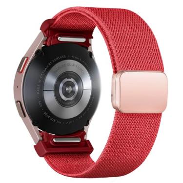 Imagem de Pulseiras de tecido One Click para Samsung Galaxy Watch 7 6 5/4/FE de 40 mm e 44 mm/Galaxy Watch 6 Classic de 43 mm e 47 mm/5 Pro de 45 mm/4 Classic de 42 mm e 46 mm, pulseira esportiva de nylon