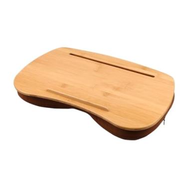 Imagem de WeiLaiKeQi Mesa de colo com almofada bandeja ergonômica fácil de usar conforto versátil presente ideal portátil para cama de artesanato em dormitório doméstico, com Ranhura de Bambu, 47cm X 30cm